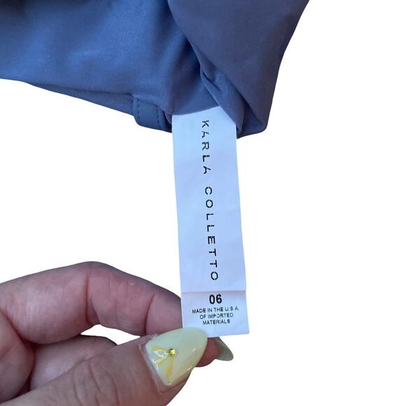 Karla Colletto Mondria Off Shoulder One Piece Swimsuit in Denim Blue - Size 6 - Picture 7 of 16